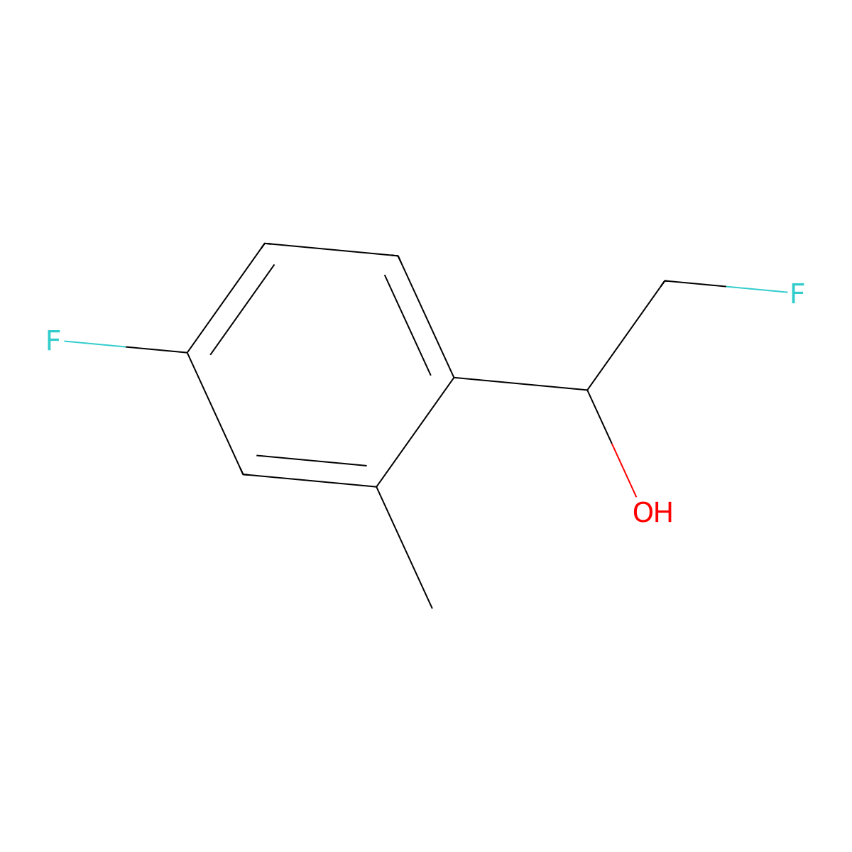 2-Fluoro-1-(4-fluoro-2-methylphenyl)ethan-1-ol molecular structure, CAS 2229624-27-3
