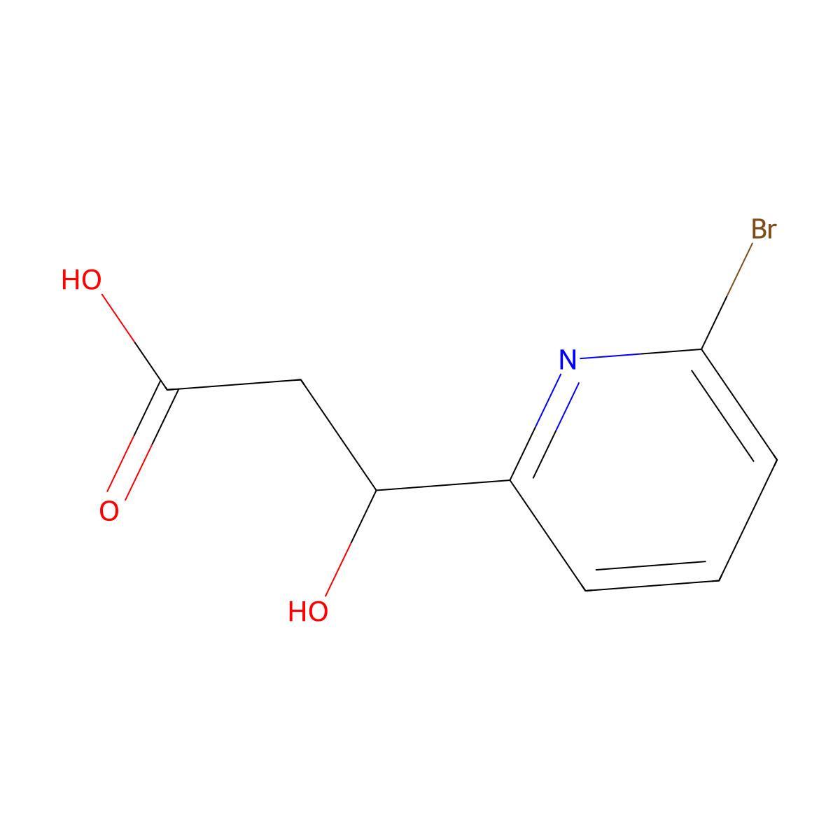 3-(6-Bromopyridin-2-yl)-3-hydroxypropanoic acid molecular structure, CAS 2229624-37-5