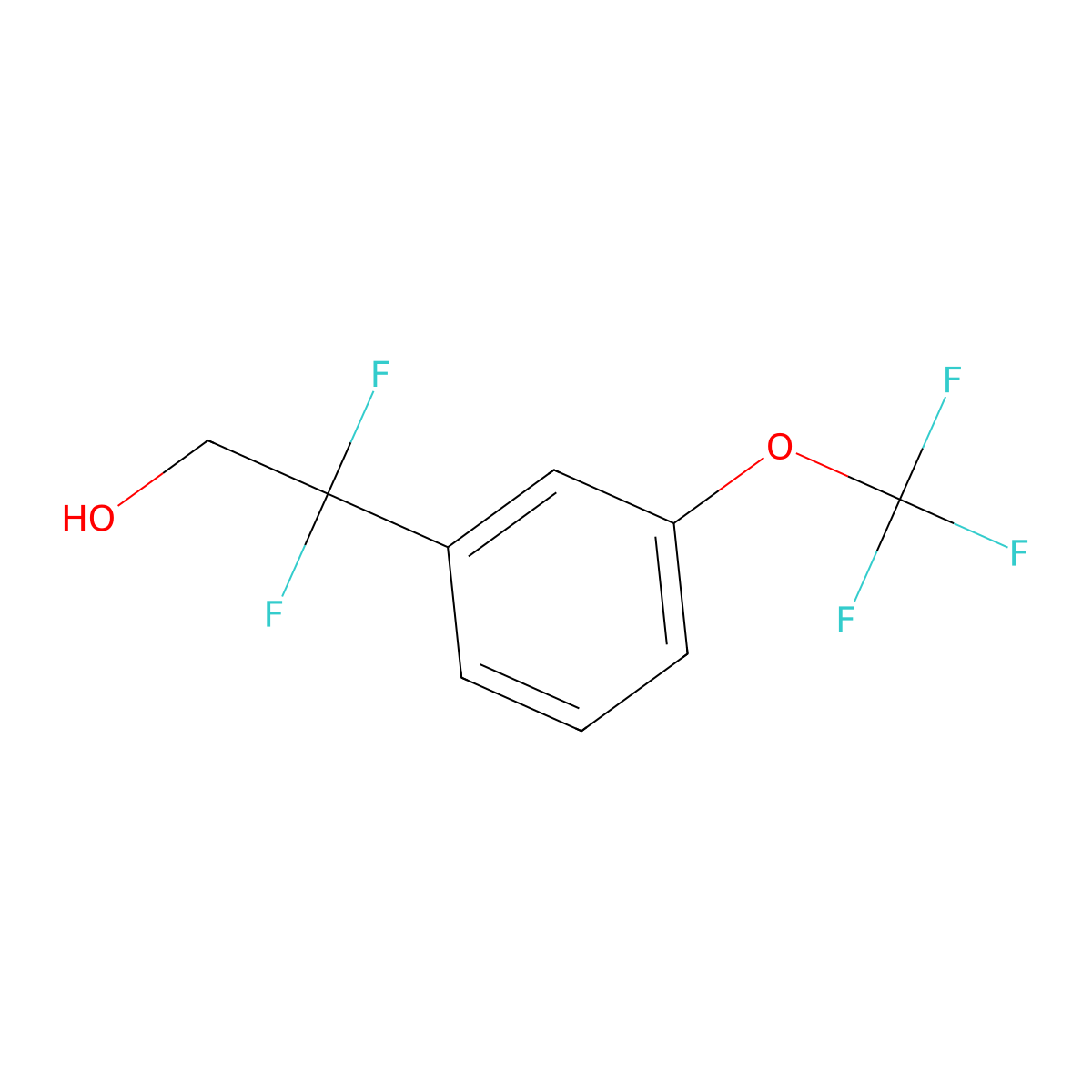 2,2-Difluoro-2-[3-(trifluoromethoxy)phenyl]ethan-1-ol molecular structure, CAS 2229625-15-2