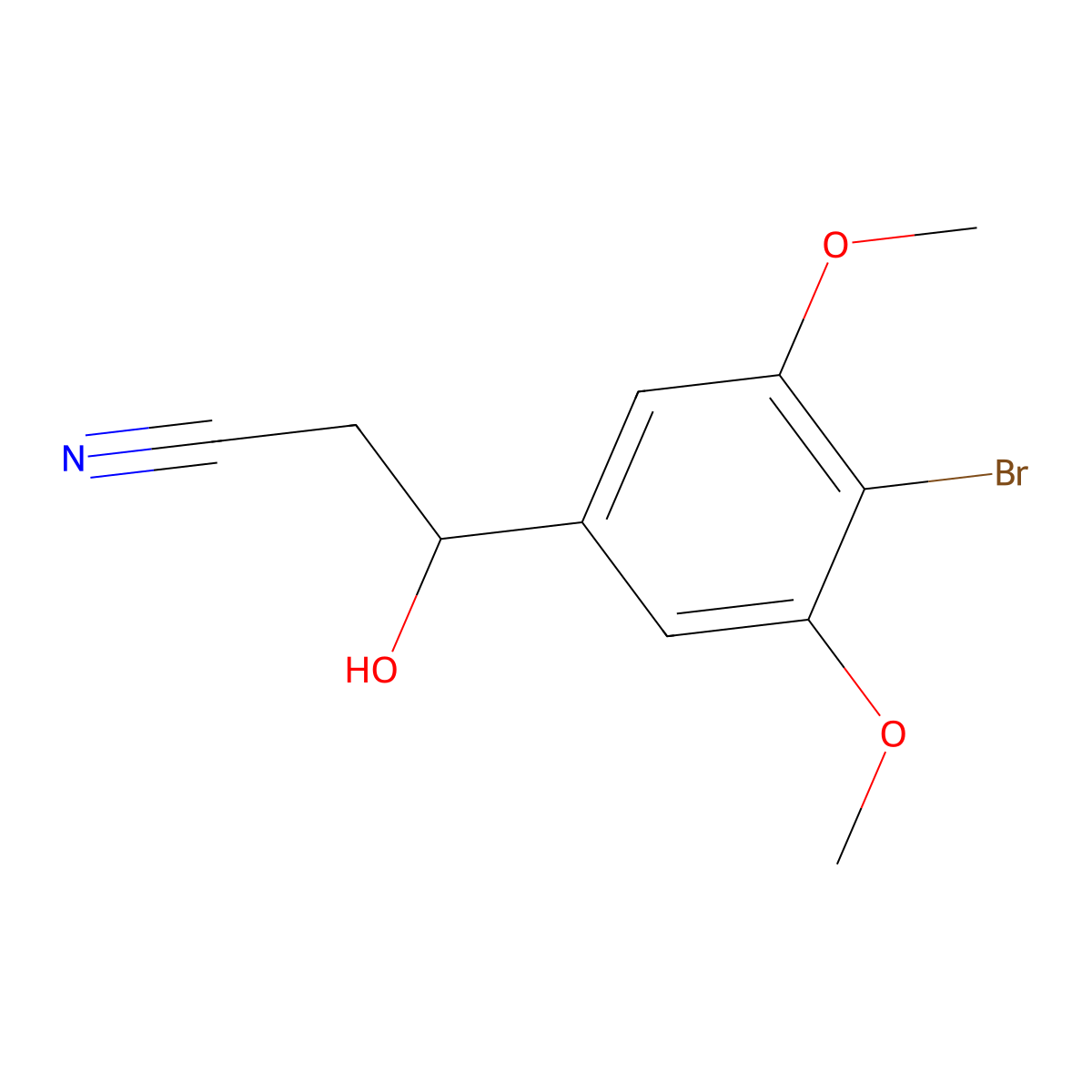 3-(4-Bromo-3,5-dimethoxyphenyl)-3-hydroxypropanenitrile molecular structure, CAS 2229625-76-5