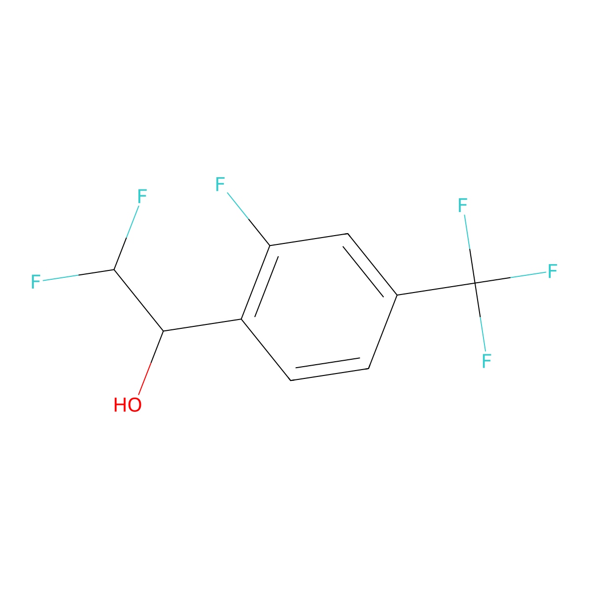 2,2-Difluoro-1-[2-fluoro-4-(trifluoromethyl)phenyl]ethan-1-ol molecular structure, CAS 2229627-50-1