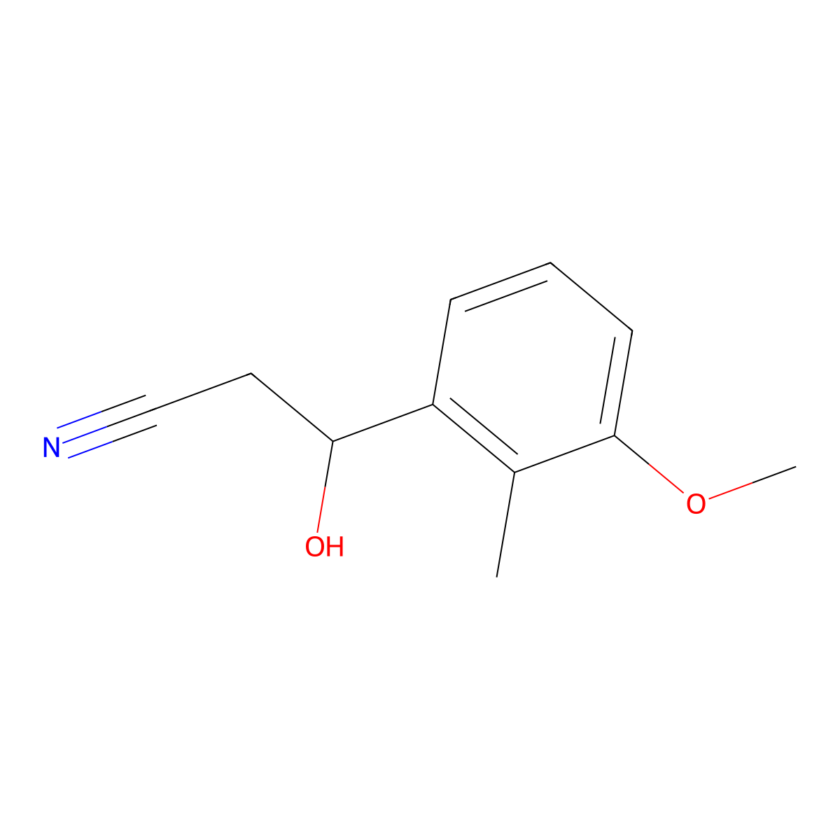 3-Hydroxy-3-(3-methoxy-2-methylphenyl)propanenitrile molecular structure, CAS 2229628-01-5