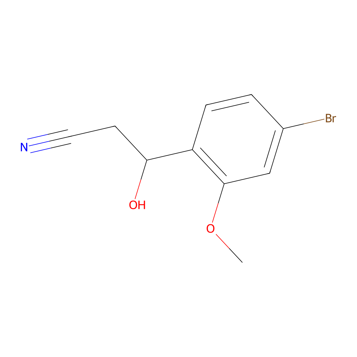 3-(4-Bromo-2-methoxyphenyl)-3-hydroxypropanenitrile molecular structure, CAS 2229630-30-0