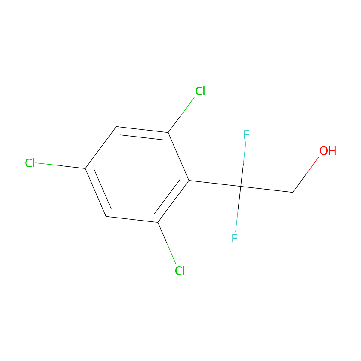 2,2-Difluoro-2-(2,4,6-trichlorophenyl)ethan-1-ol molecular structure, CAS 2229634-87-9
