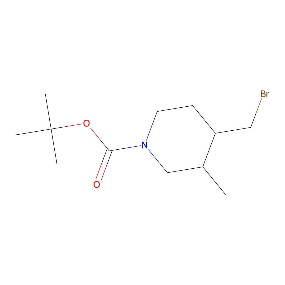Tert-butyl 4-(bromomethyl)-3-methylpiperidine-1-carboxylate molecular structure, CAS 2229639-79-4