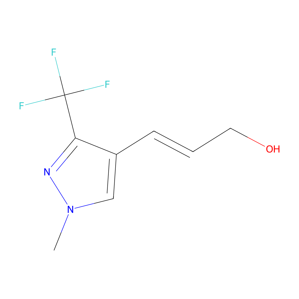 3-[1-methyl-3-(trifluoromethyl)-1H-pyrazol-4-yl]prop-2-en-1-ol molecular structure, CAS 2229643-35-8