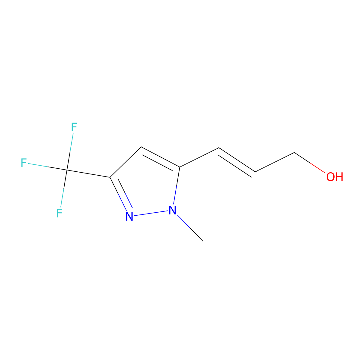 3-[1-methyl-3-(trifluoromethyl)-1H-pyrazol-5-yl]prop-2-en-1-ol molecular structure, CAS 2229647-62-3