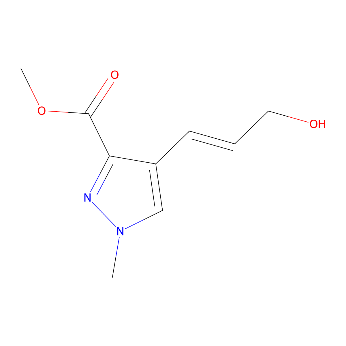 methyl 4-(3-hydroxyprop-1-en-1-yl)-1-methyl-1H-pyrazole-3-carboxylate molecular structure, CAS 2229648-05-7