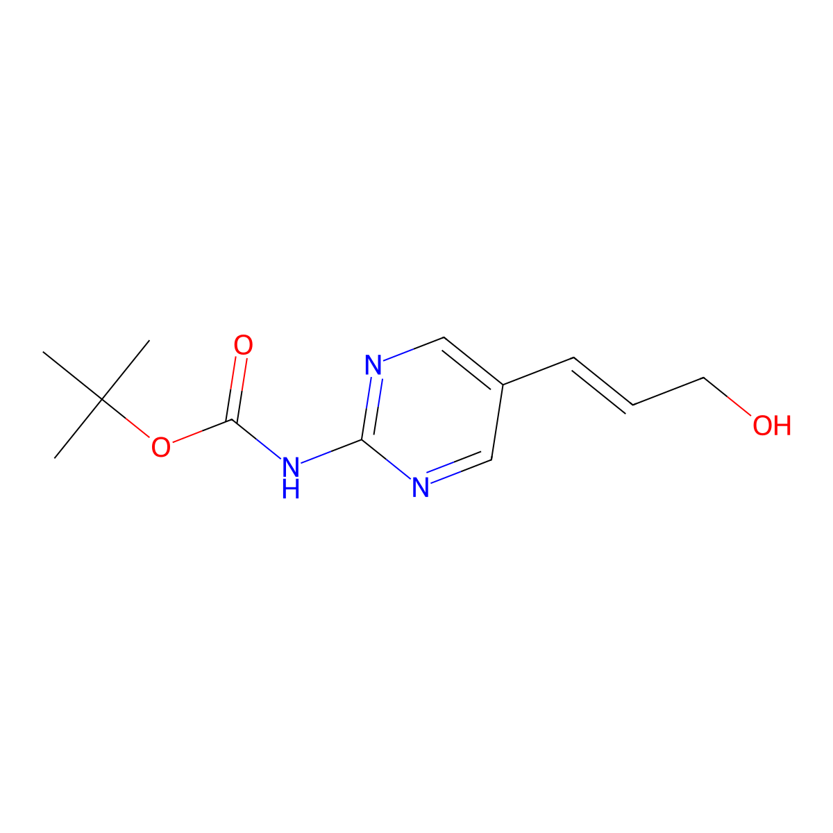 tert-butyl N-[5-(3-hydroxyprop-1-en-1-yl)pyrimidin-2-yl]carbamate molecular structure, CAS 2229649-04-9