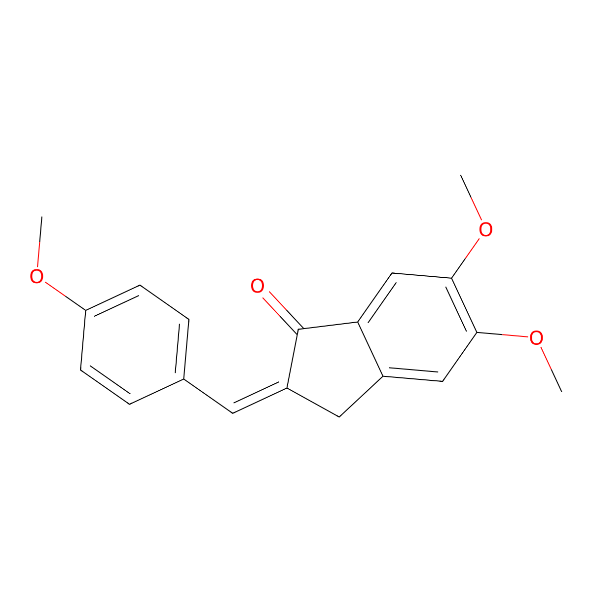 5,6-dimethoxy-2-[(4-methoxyphenyl)methylidene]-2,3-dihydro-1H-inden-1-one molecular structure, CAS 222965-37-9