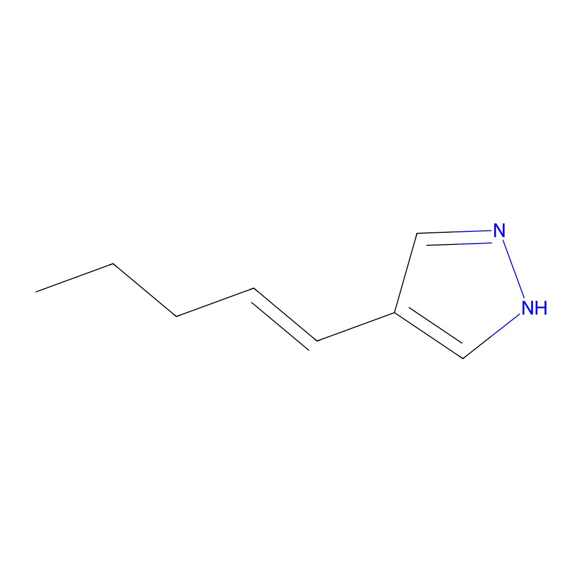 4-(pent-1-en-1-yl)-1H-pyrazole molecular structure, CAS 2229657-21-8