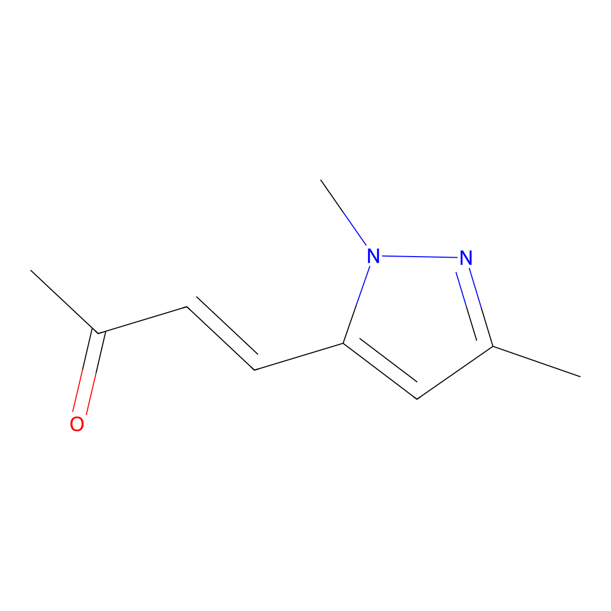 4-(1,3-dimethyl-1H-pyrazol-5-yl)but-3-en-2-one molecular structure, CAS 2229658-39-1
