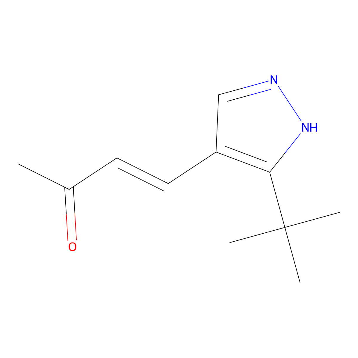 4-(3-tert-butyl-1H-pyrazol-4-yl)but-3-en-2-one molecular structure, CAS 2229659-20-3