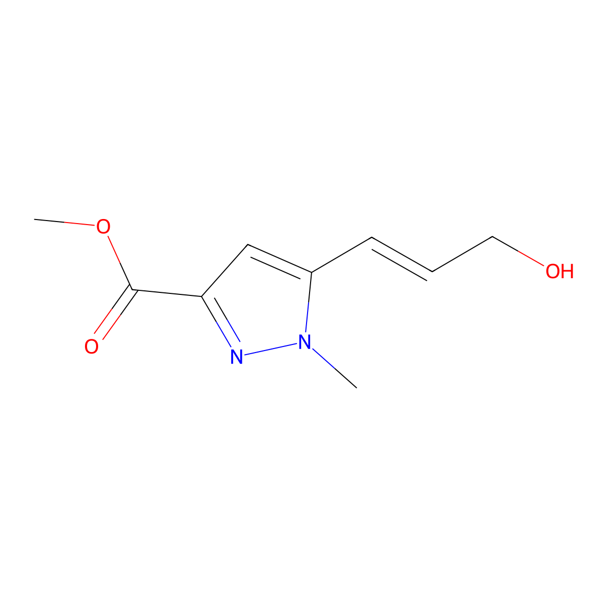 methyl 5-(3-hydroxyprop-1-en-1-yl)-1-methyl-1H-pyrazole-3-carboxylate molecular structure, CAS 2229660-46-0
