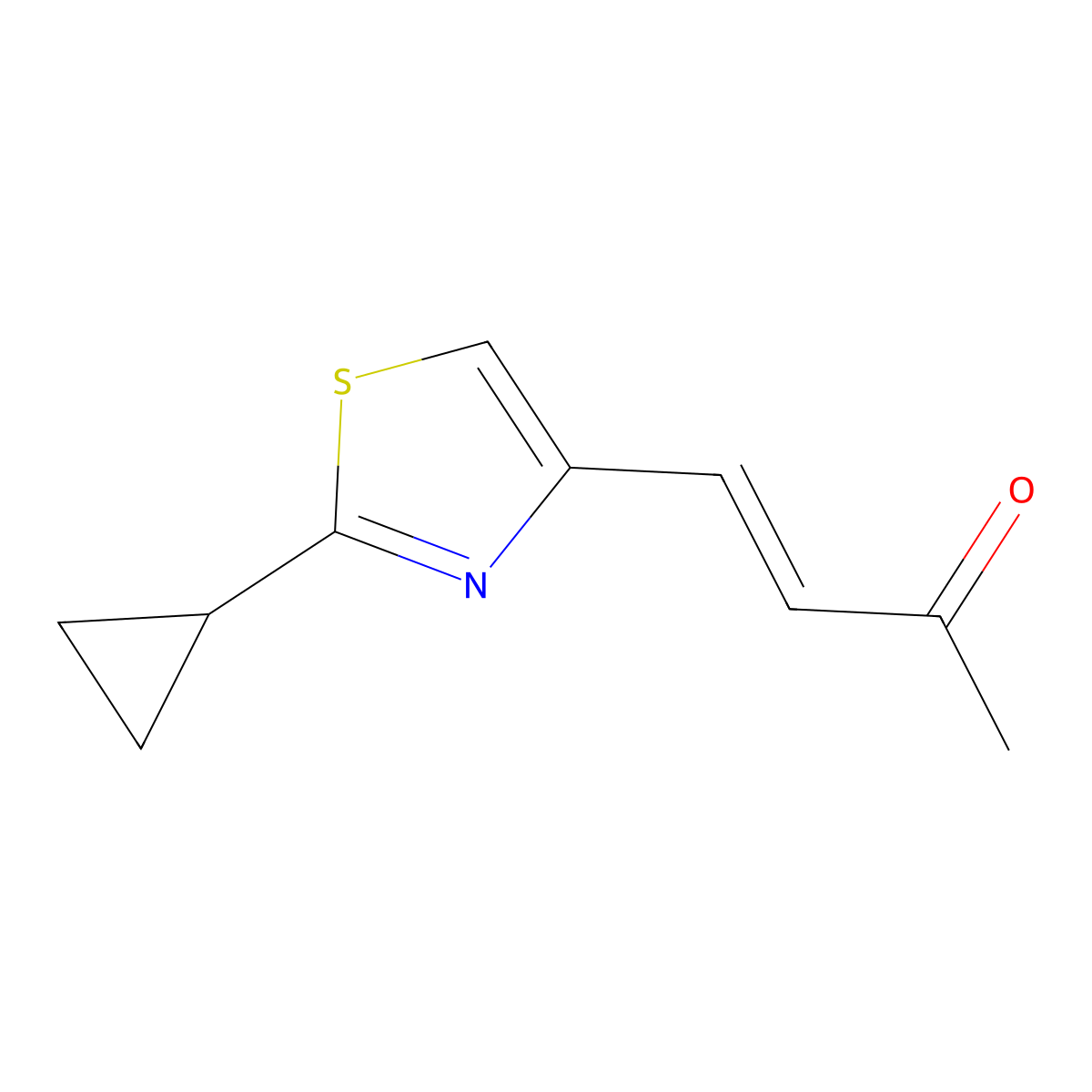 4-(2-Cyclopropyl-1,3-thiazol-4-yl)but-3-en-2-one molecular structure, CAS 2229662-19-3