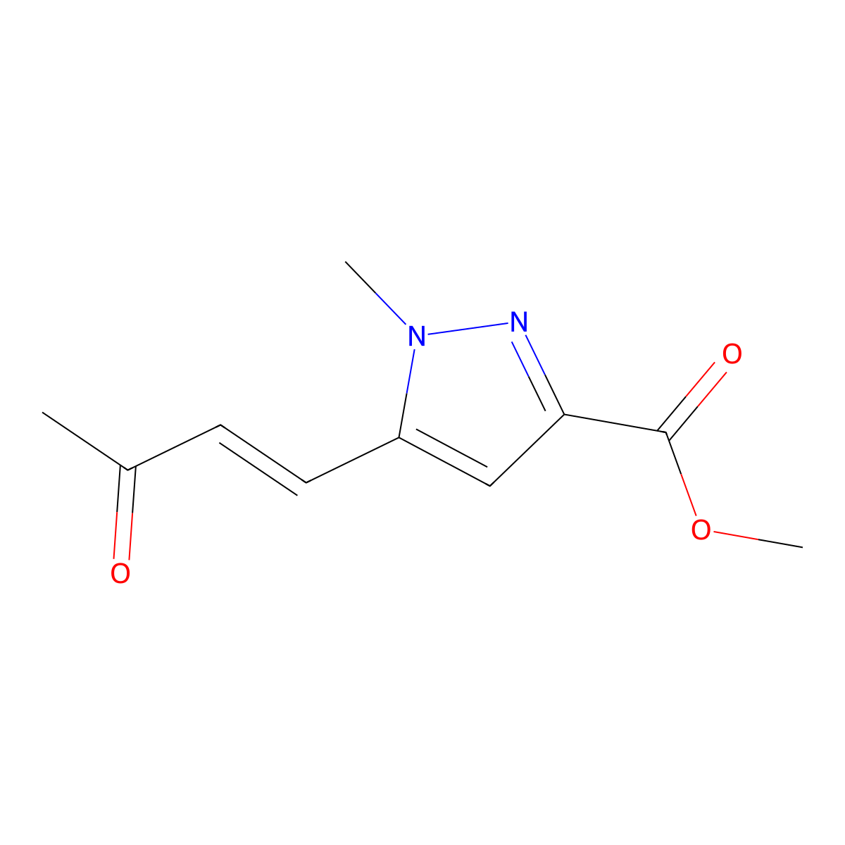 methyl 1-methyl-5-(3-oxobut-1-en-1-yl)-1H-pyrazole-3-carboxylate molecular structure, CAS 2229666-64-0