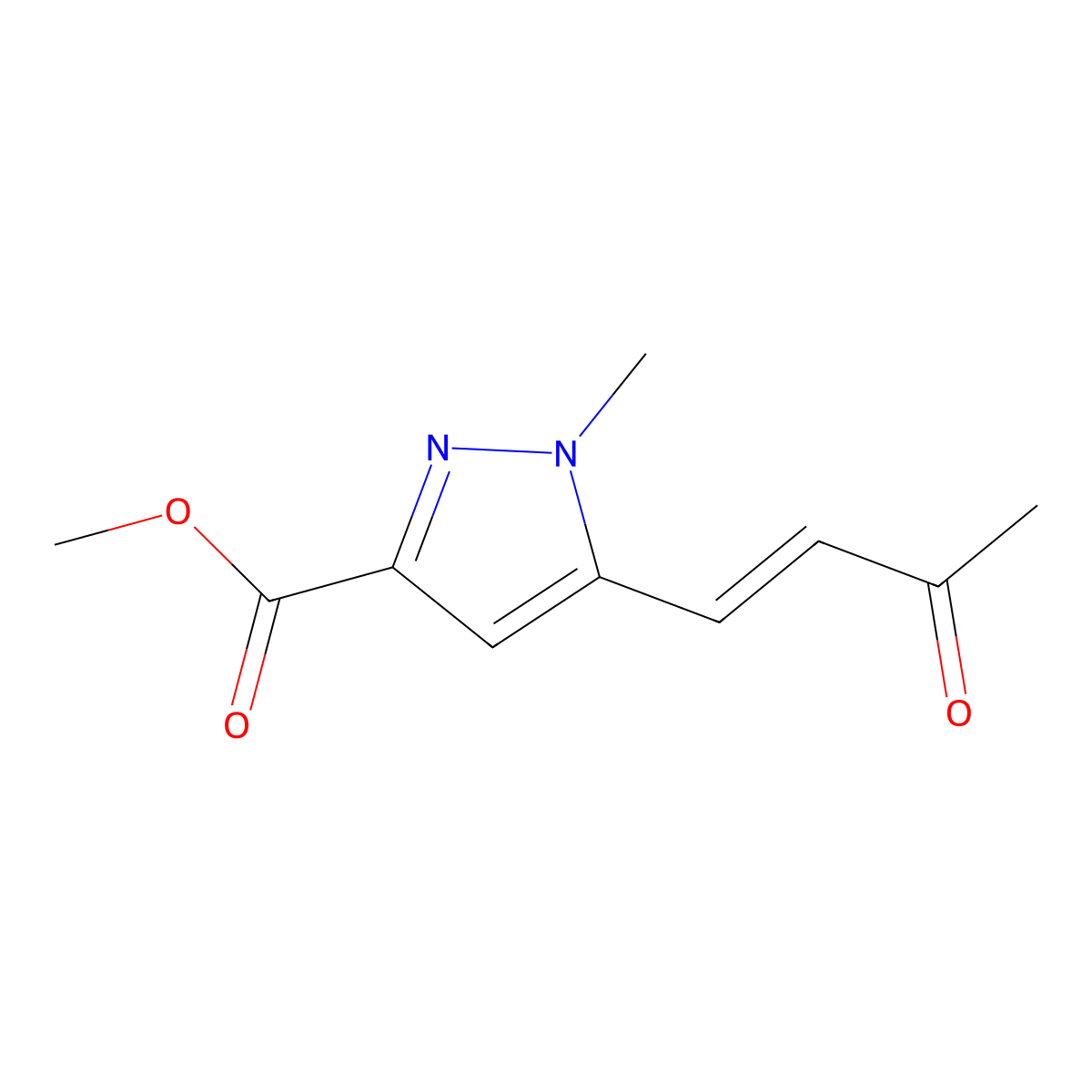 methyl 1-methyl-5-(3-oxobut-1-en-1-yl)-1H-pyrazole-3-carboxylate molecular structure, CAS 2229666-64-0