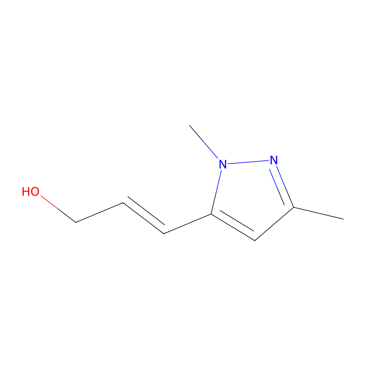 3-(1,3-dimethyl-1H-pyrazol-5-yl)prop-2-en-1-ol molecular structure, CAS 2229666-73-1