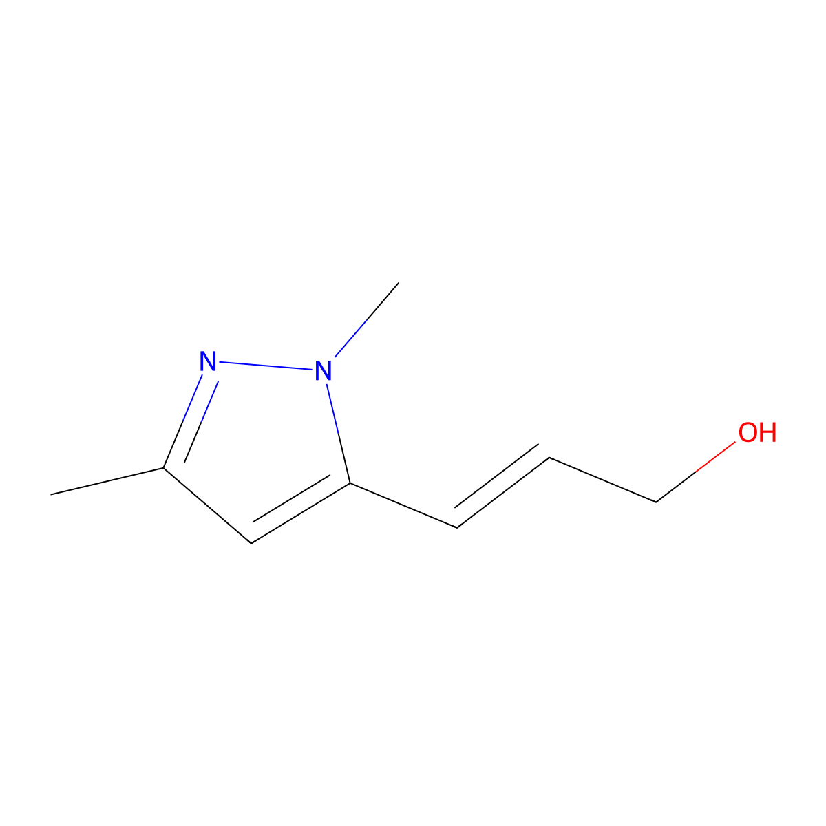 3-(1,3-dimethyl-1H-pyrazol-5-yl)prop-2-en-1-ol molecular structure, CAS 2229666-73-1