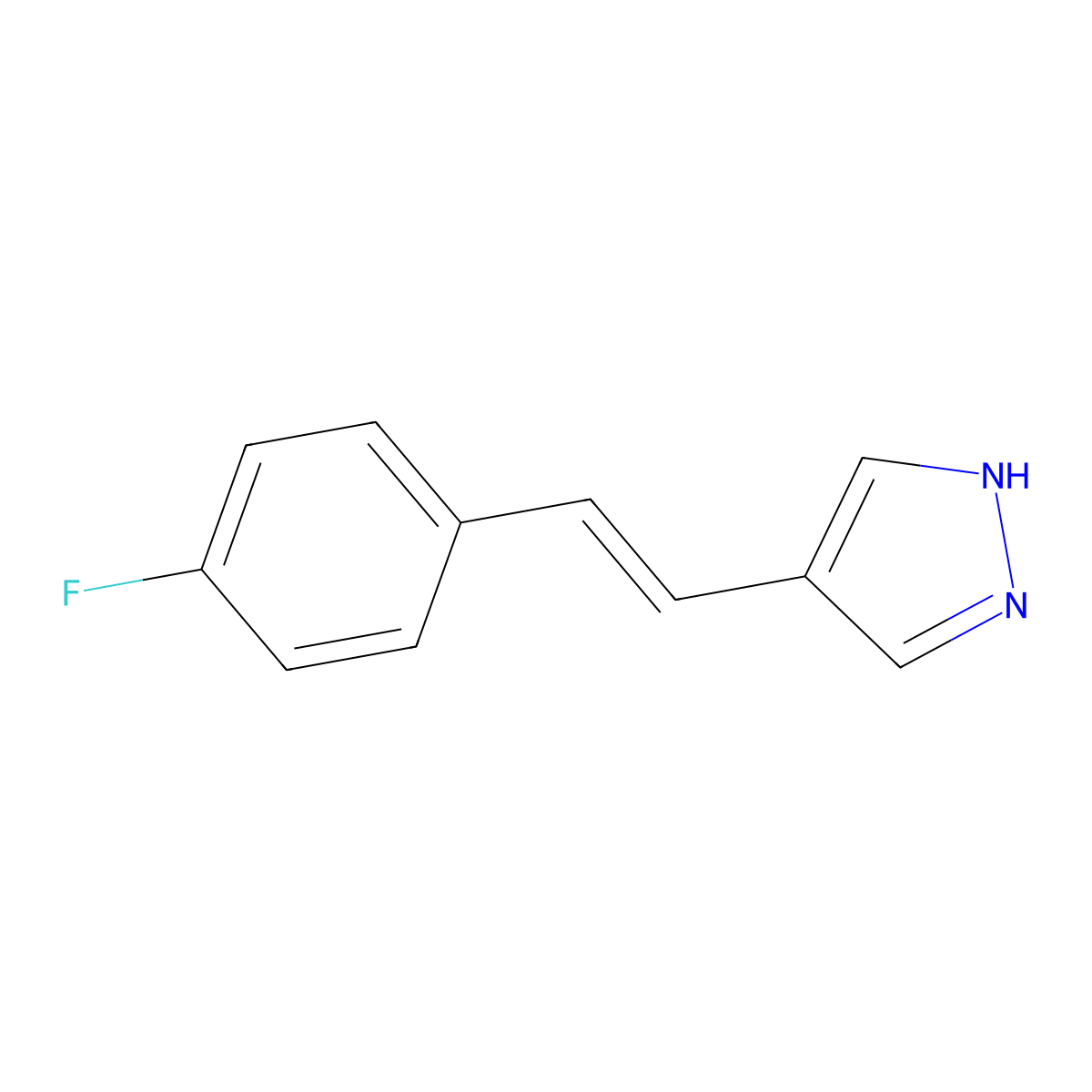 4-[2-(4-fluorophenyl)ethenyl]-1H-pyrazole molecular structure, CAS 2229668-19-1