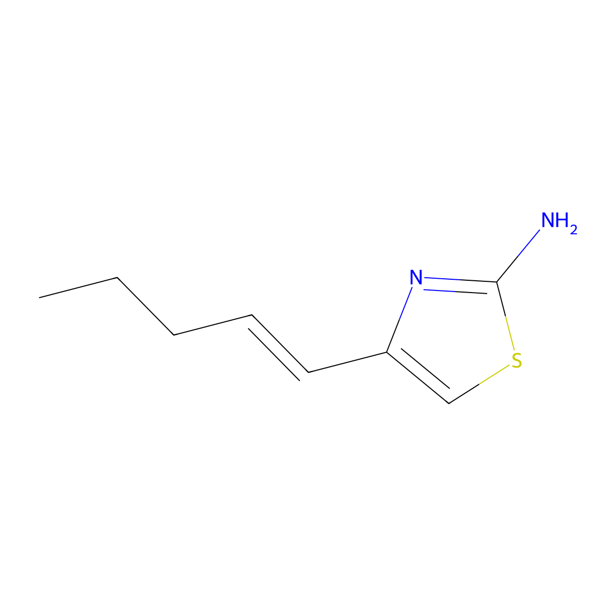 4-(Pent-1-en-1-yl)-1,3-thiazol-2-amine molecular structure, CAS 2229668-39-5