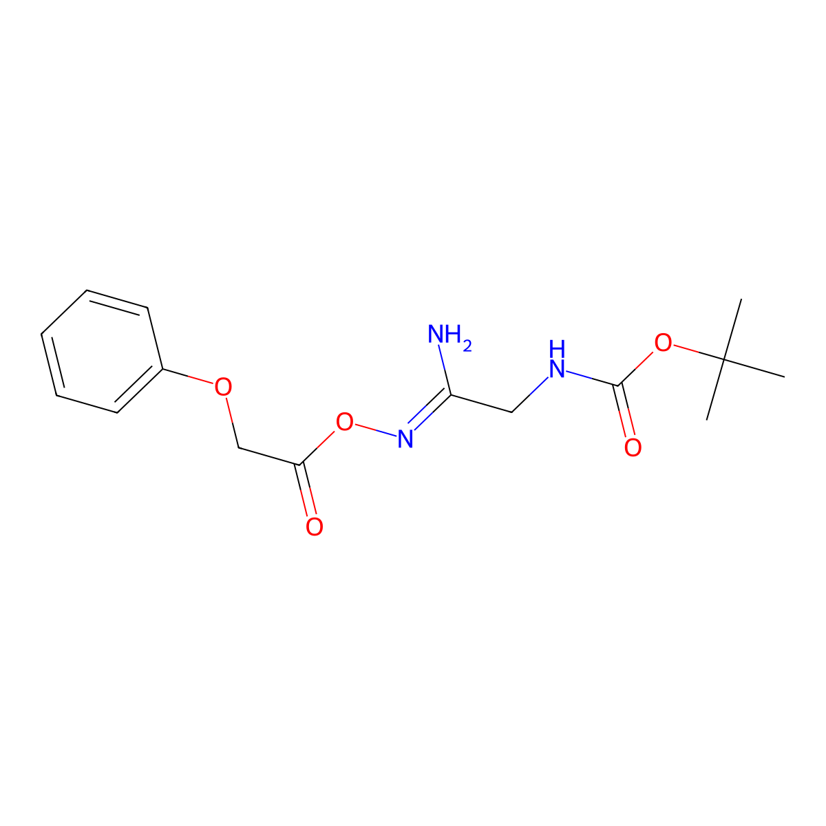 (Z)-(1-amino-2-{[(tert-butoxy)carbonyl]amino}ethylidene)amino 2-phenoxyacetate molecular structure, CAS 2229669-94-5