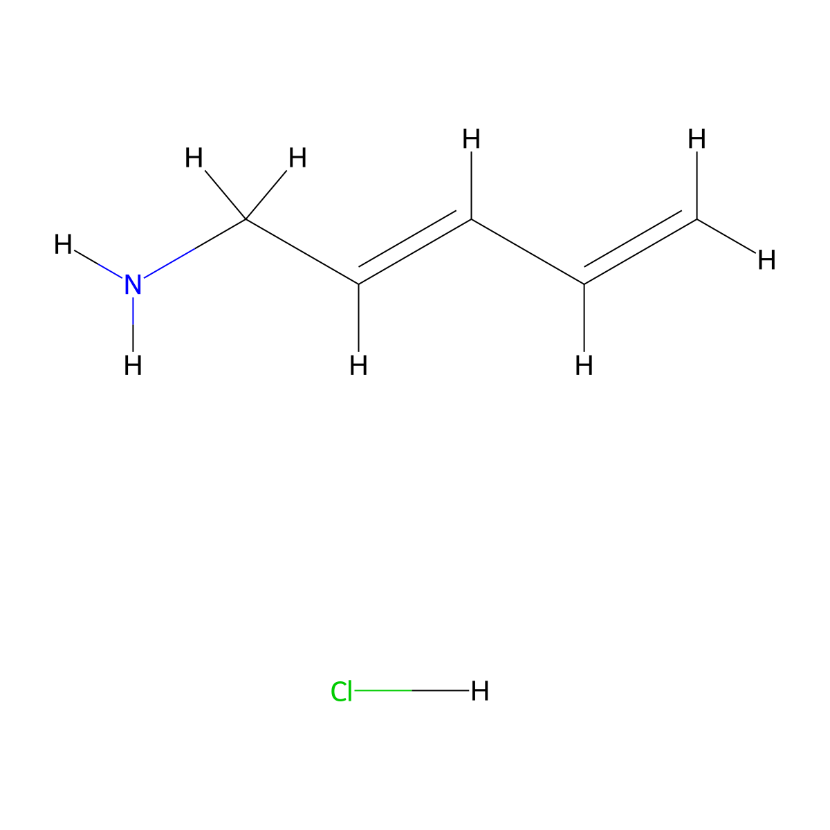 (2E)-penta-2,4-dien-1-amine hydrochloride molecular structure, CAS 2229672-60-8