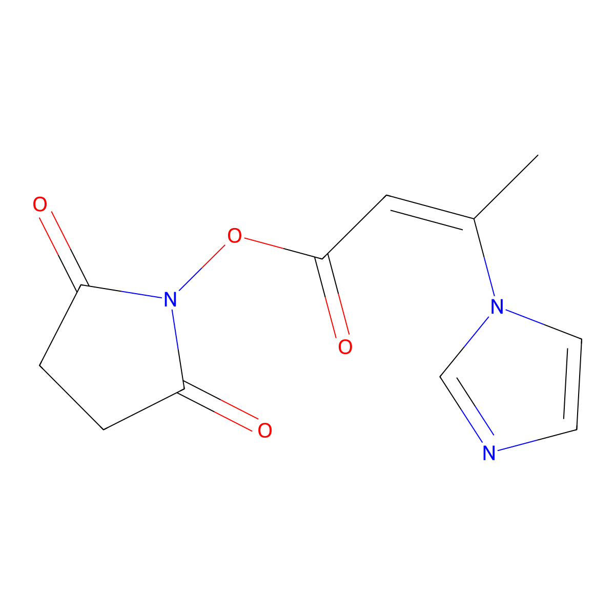 2,5-dioxopyrrolidin-1-yl (2Z)-3-(1H-imidazol-1-yl)but-2-enoate molecular structure, CAS 2229681-52-9