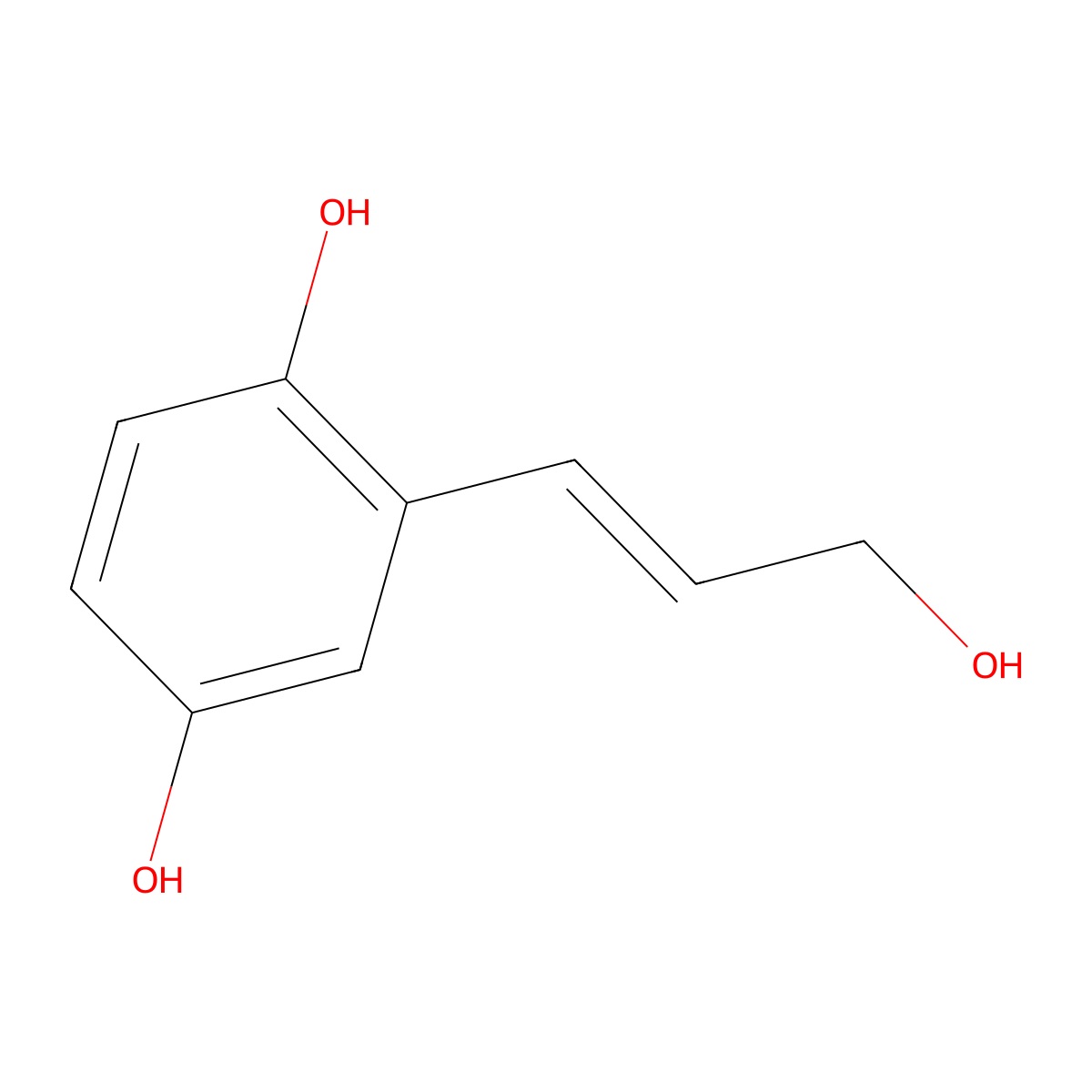 2-(3-Hydroxyprop-1-en-1-yl)benzene-1,4-diol molecular structure, CAS 2229681-88-1