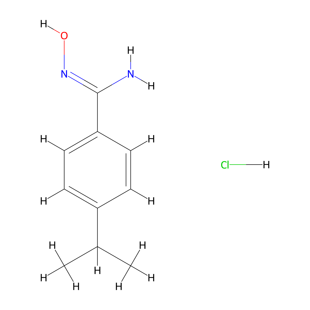 N'-hydroxy-4-(propan-2-yl)benzene-1-carboximidamide hydrochloride molecular structure, CAS 2229682-78-2