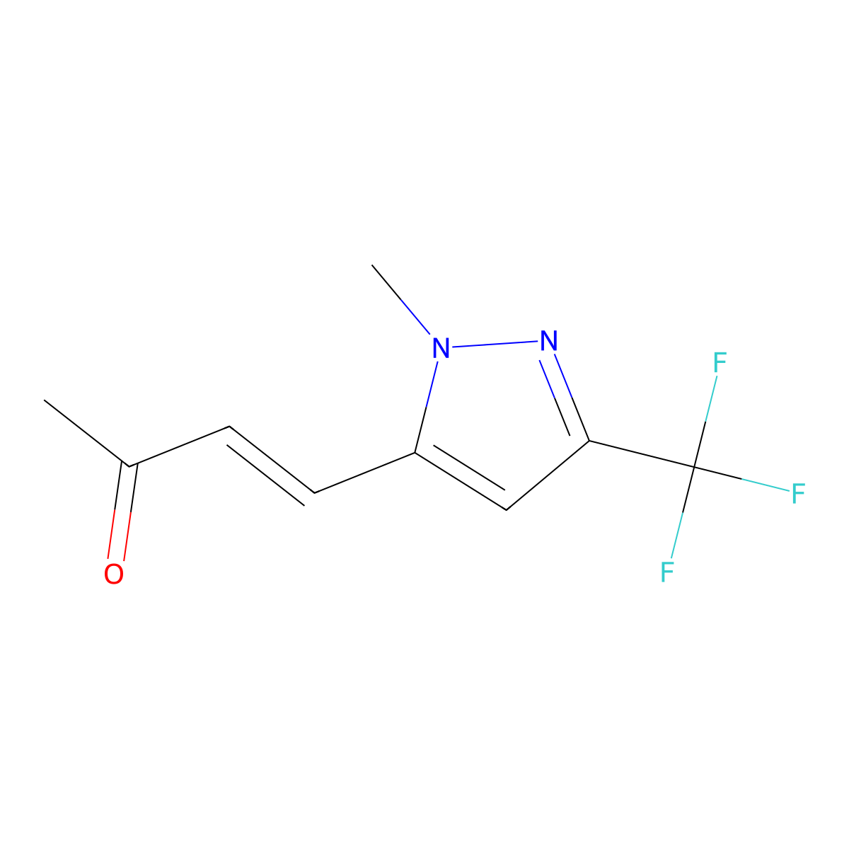 4-[1-methyl-3-(trifluoromethyl)-1H-pyrazol-5-yl]but-3-en-2-one molecular structure, CAS 2229683-68-3