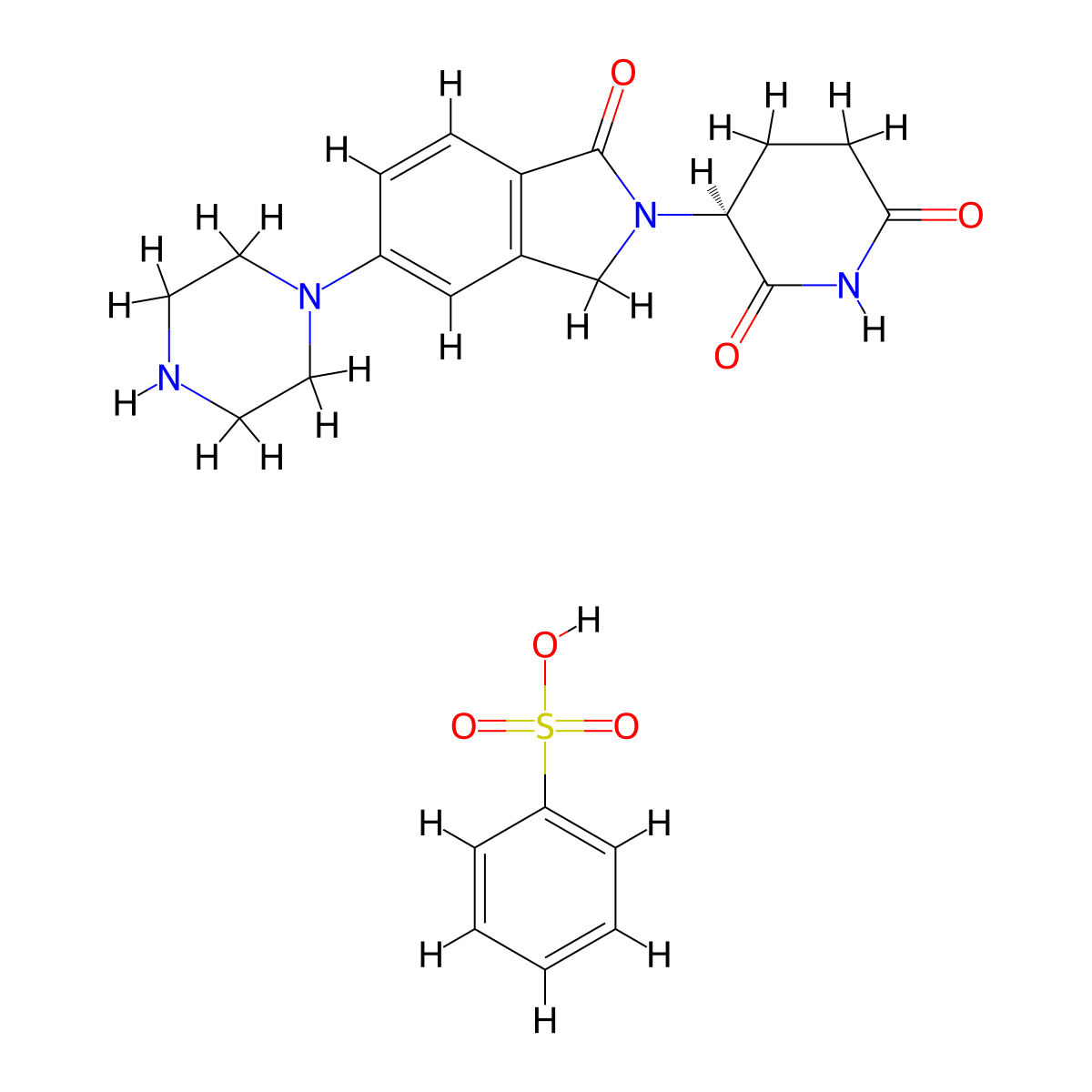 (S)-3-(1-Oxo-5-(piperazin-1-yl)isoindolin-2-yl)piperidine-2,6-dione benzenesulfonate molecular structure, CAS 2229714-16-1