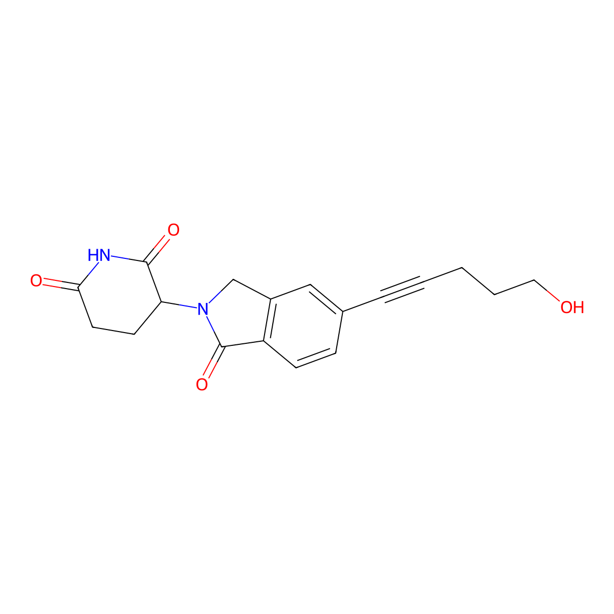 3-(5-(5-Hydroxypent-1-yn-1-yl)-1-oxoisoindolin-2-yl)piperidine-2,6-dione molecular structure, CAS 2229714-98-9