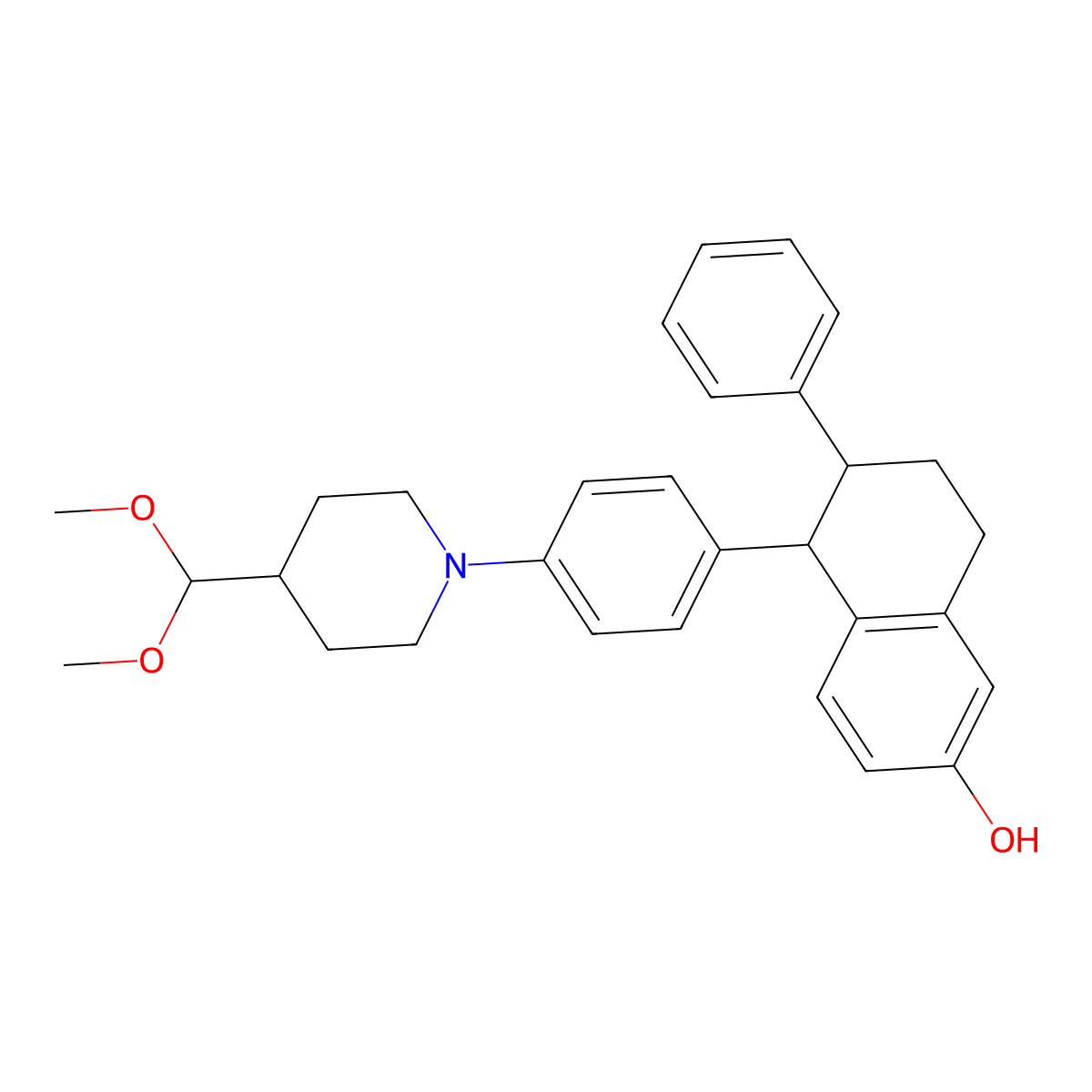 (5R,6S)-5-(4-(4-(Dimethoxymethyl)piperidin-1-yl)phenyl)-6-phenyl-5,6,7,8-tetrahydronaphthalen-2-ol molecular structure, CAS 2229721-63-3