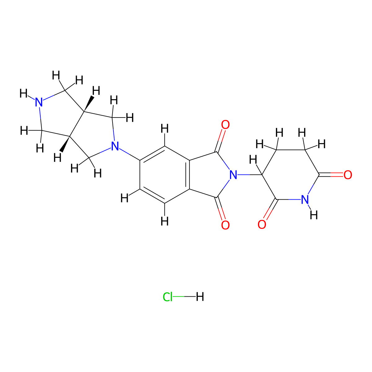 5-[(3aR,6aS)-octahydropyrrolo[3,4-c]pyrrol-2-yl]-2-(2,6-dioxopiperidin-3-yl)-2,3-dihydro-1H-isoindole-1,3-dione hydrochloride molecular structure, CAS 2229723-90-2