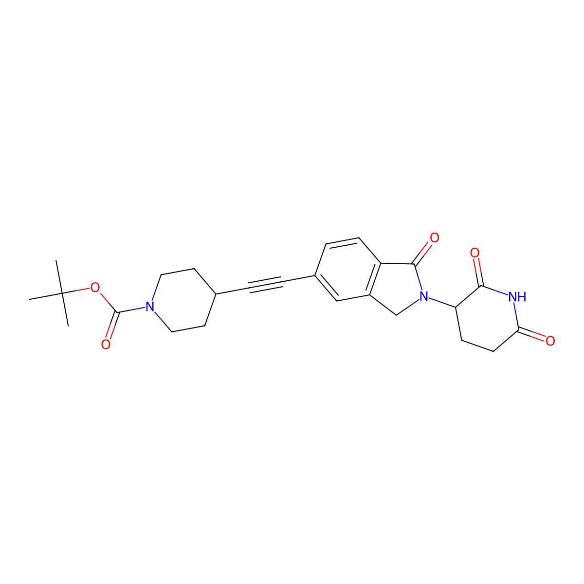 Tert-butyl 4-((2-(2,6-dioxopiperidin-3-yl)-1-oxoisoindolin-5-yl)ethynyl)piperidine-1-carboxylate molecular structure, CAS 2229724-53-0