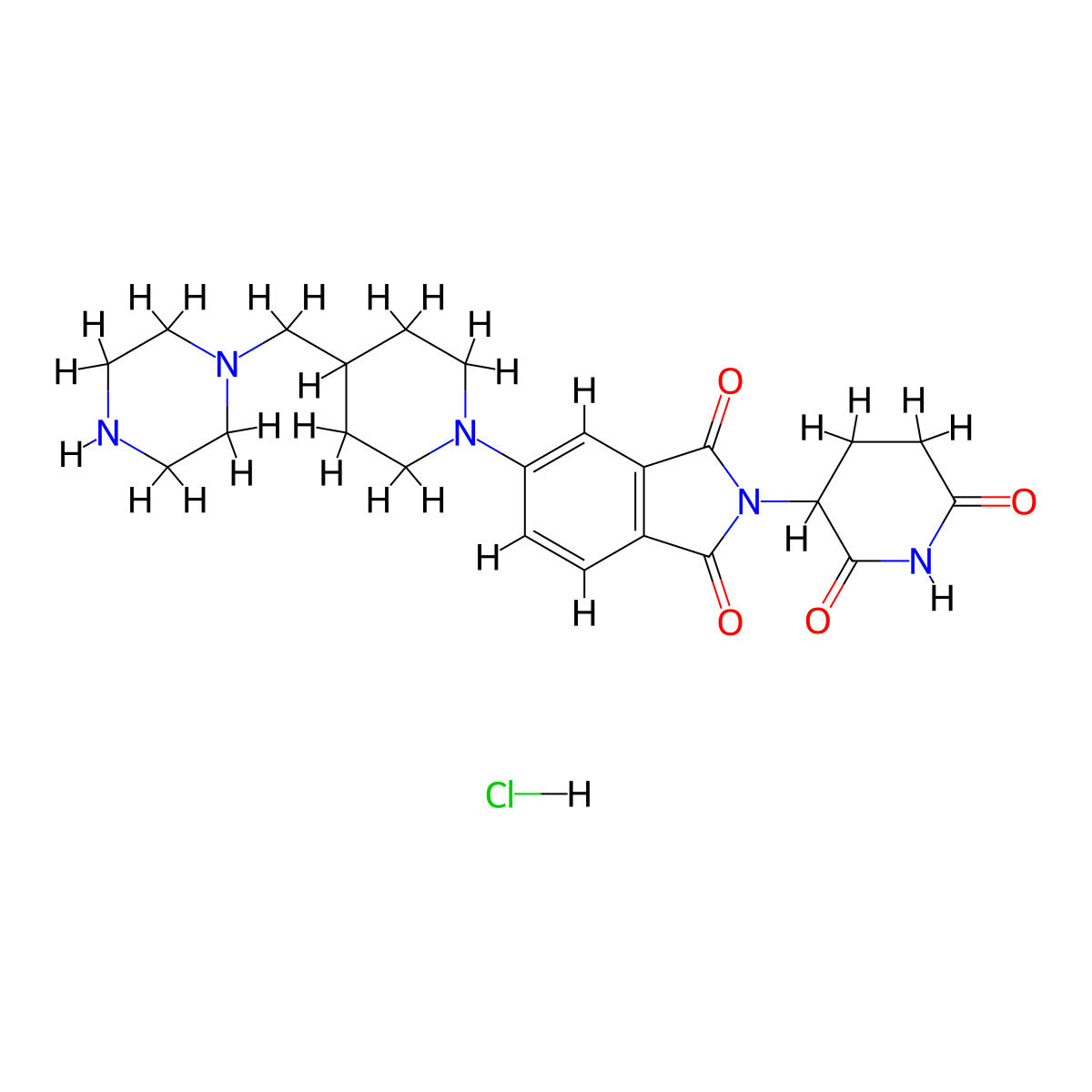 2-(2,6-Dioxopiperidin-3-yl)-5-(4-(piperazin-1-ylmethyl)piperidin-1-yl)isoindoline-1,3-dione hydrochloride molecular structure, CAS 2229725-35-1