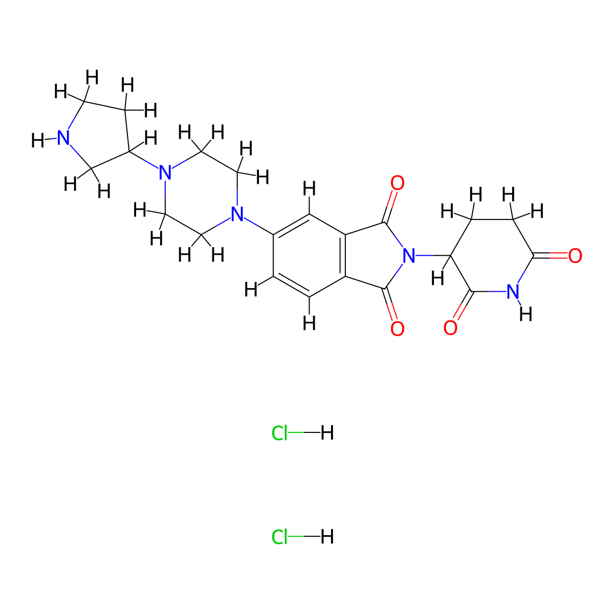 2-(2,6-Dioxopiperidin-3-yl)-5-(4-(pyrrolidin-3-yl)piperazin-1-yl)isoindoline-1,3-dione dihydrochloride molecular structure, CAS 2229725-54-4