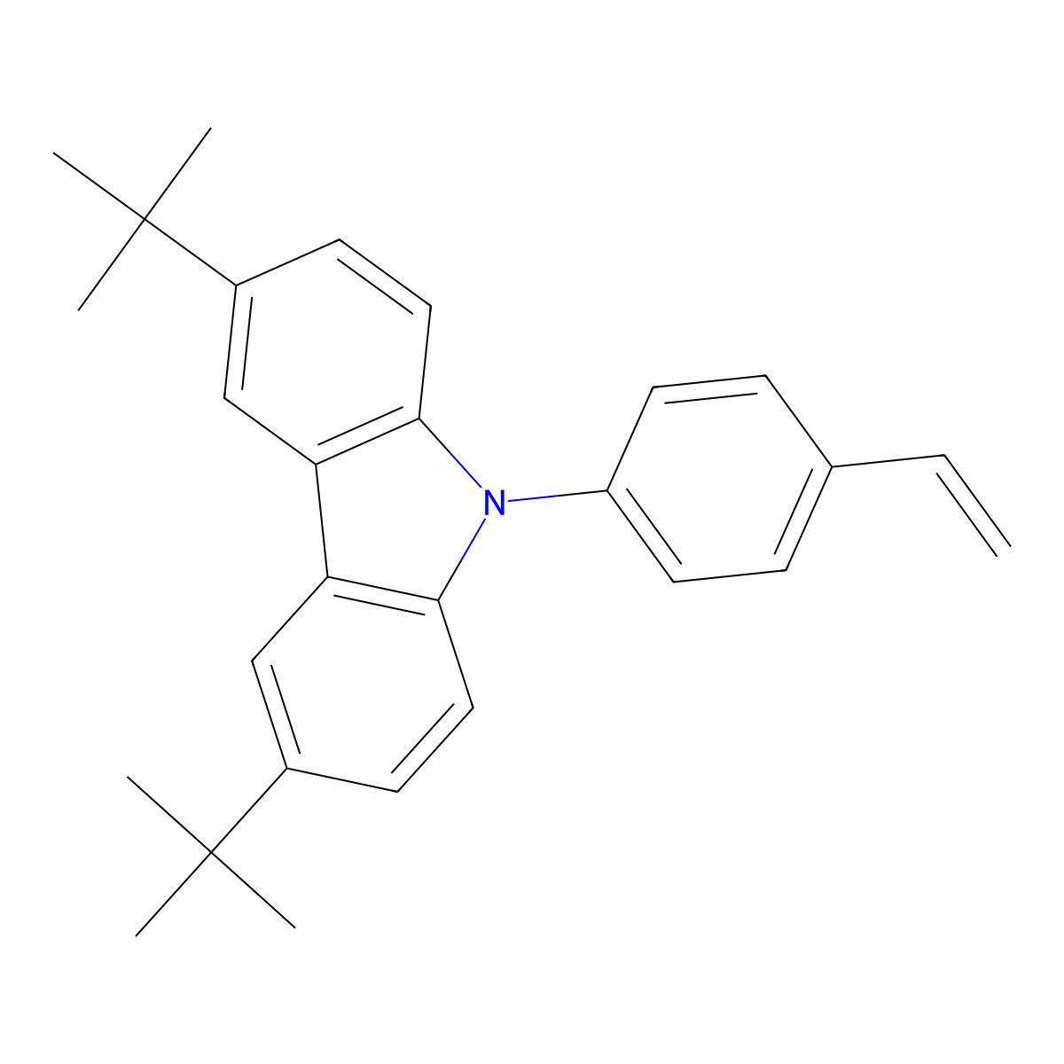 3,6-Di-tert-butyl-9-(4-vinylphenyl)-9H-carbazole molecular structure, CAS 2229755-23-9