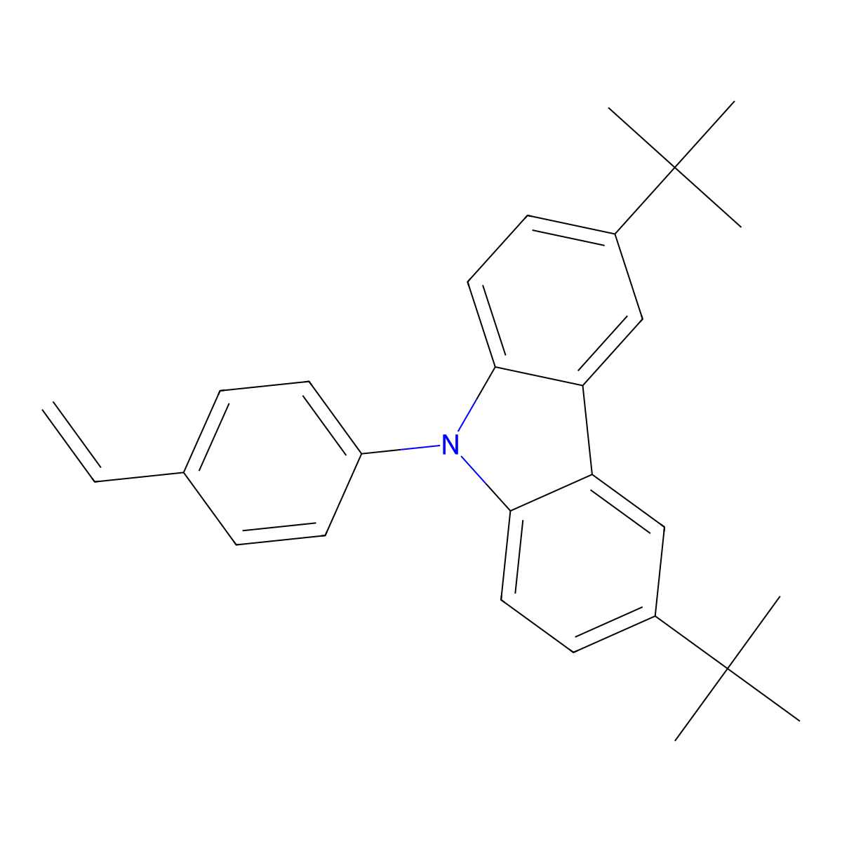 3,6-Di-tert-butyl-9-(4-vinylphenyl)-9H-carbazole molecular structure, CAS 2229755-23-9