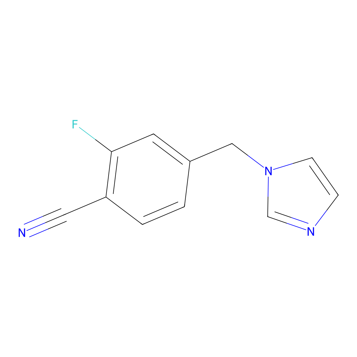 Benzonitrile, 2-fluoro-4-(1H-imidazol-1-ylmethyl)- molecular structure, CAS 222978-04-3