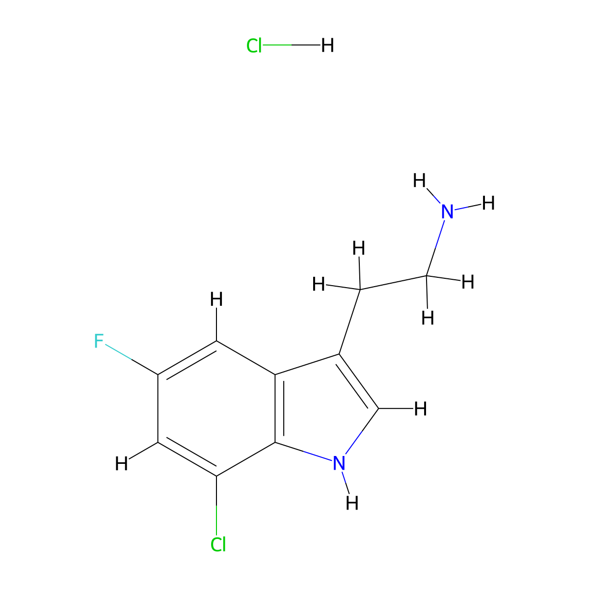 2-(7-chloro-5-fluoro-1H-indol-3-yl)ethan-1-amine hydrochloride molecular structure, CAS 2229842-85-5