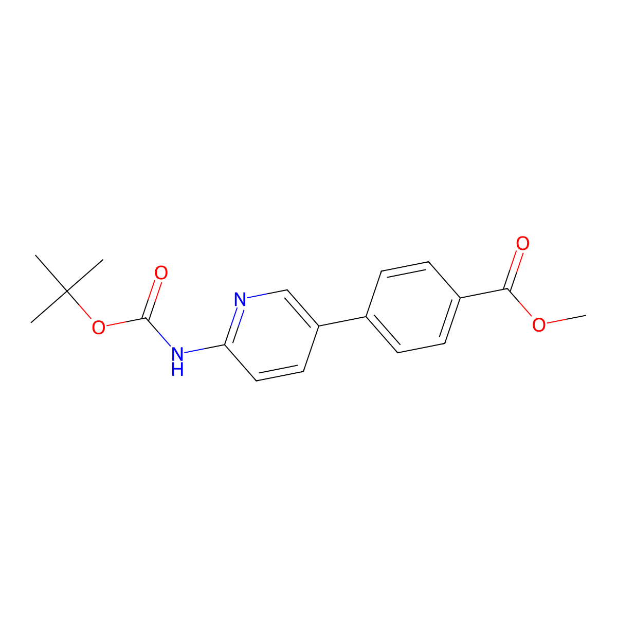 Methyl 4-[2-(tert-Butoxycarbonylamino)pyridin-5-yl]benzoate molecular structure, CAS 222986-53-0