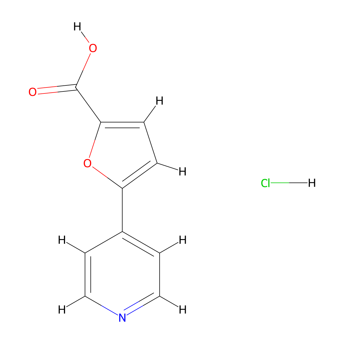 5-(Pyridin-4-yl)furan-2-carboxylic acid hydrochloride molecular structure, CAS 222986-72-3
