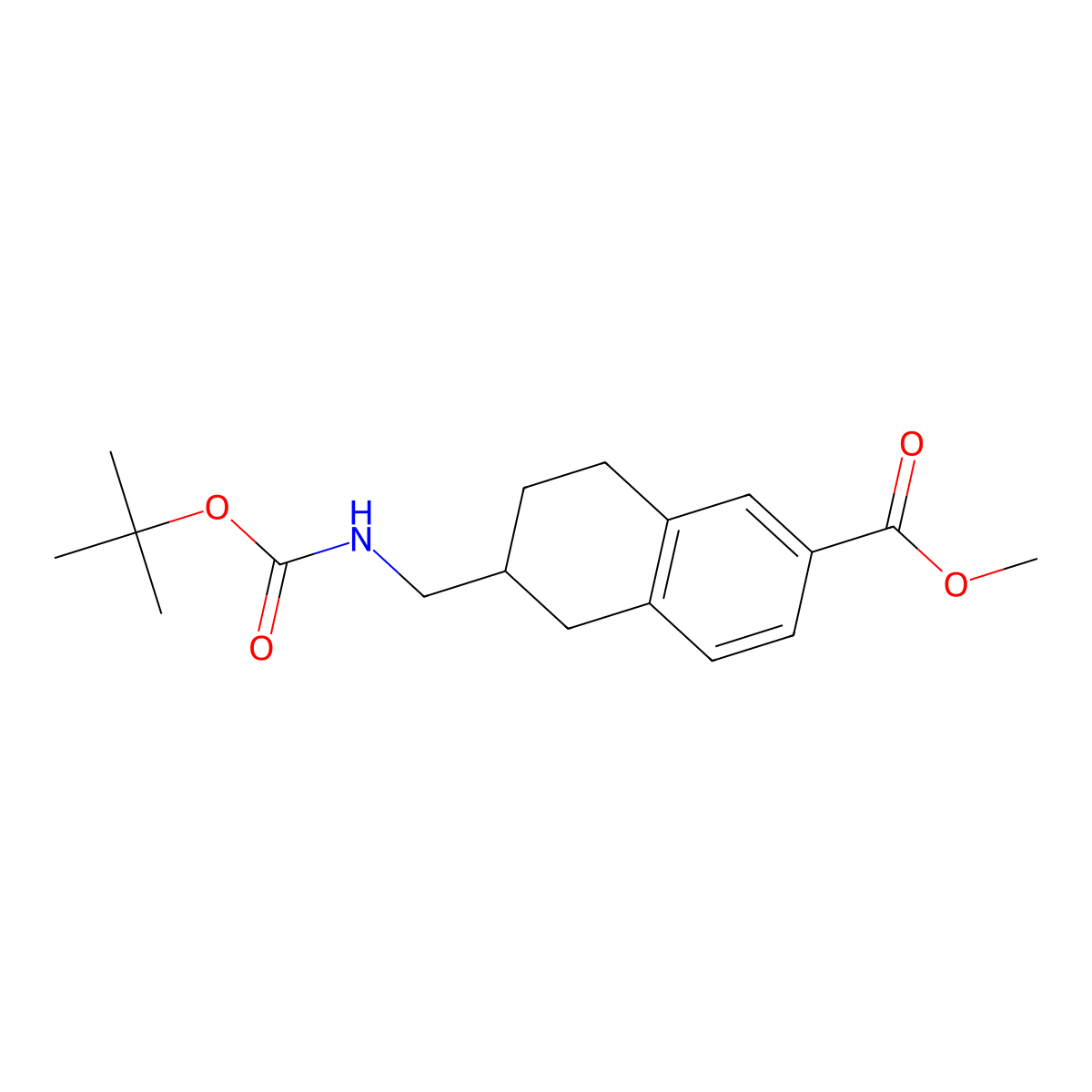 Methyl 6-(((tert-butoxycarbonyl)amino)methyl)-5,6,7,8-tetrahydronaphthalene-2-carboxylate molecular structure, CAS 222986-95-0