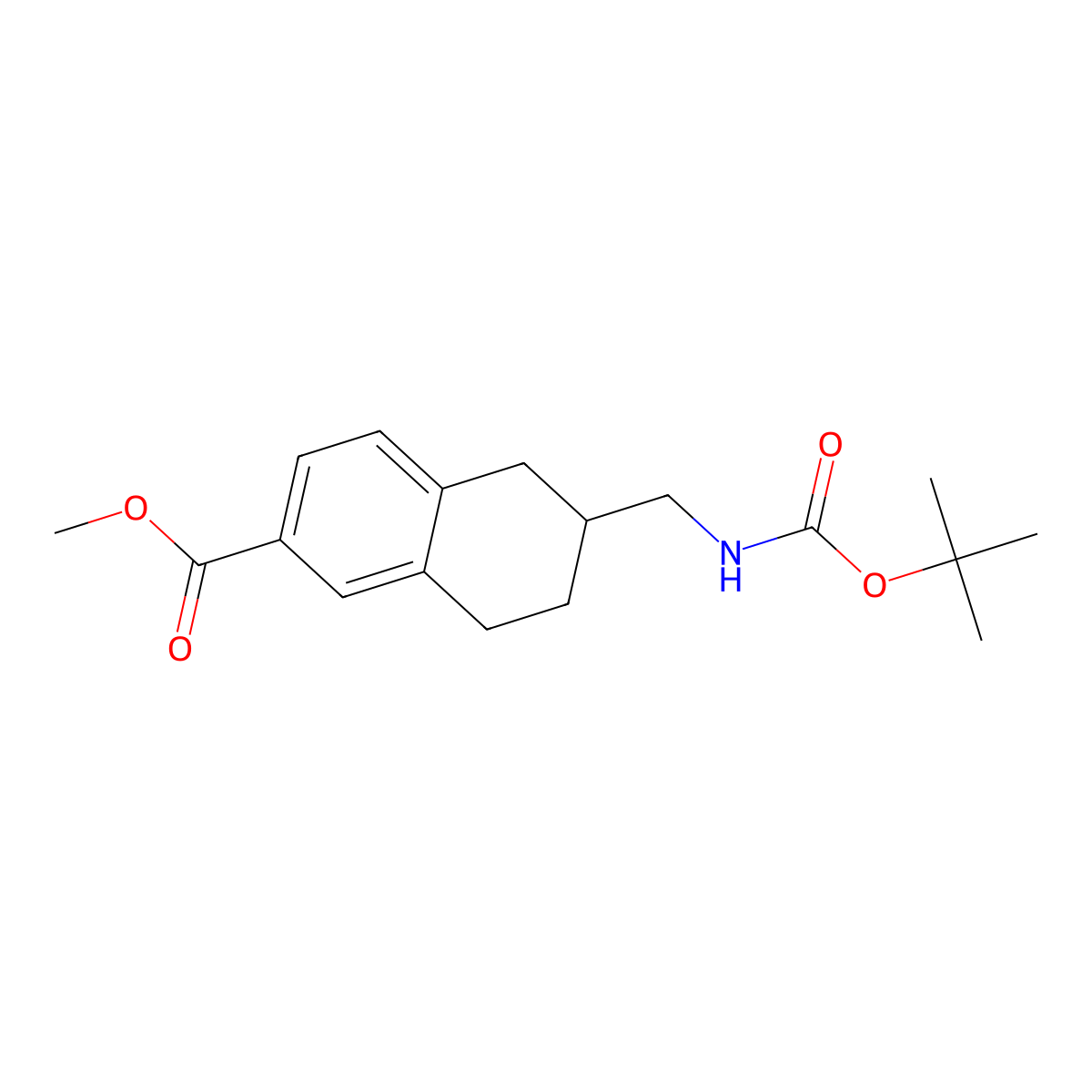 Methyl 6-(((tert-butoxycarbonyl)amino)methyl)-5,6,7,8-tetrahydronaphthalene-2-carboxylate molecular structure, CAS 222986-95-0