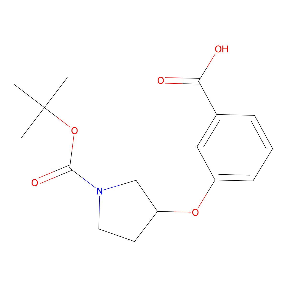 (R)-1-Boc-3-(3-carboxy-phenoxy)-pyrrolidine molecular structure, CAS 222987-19-1