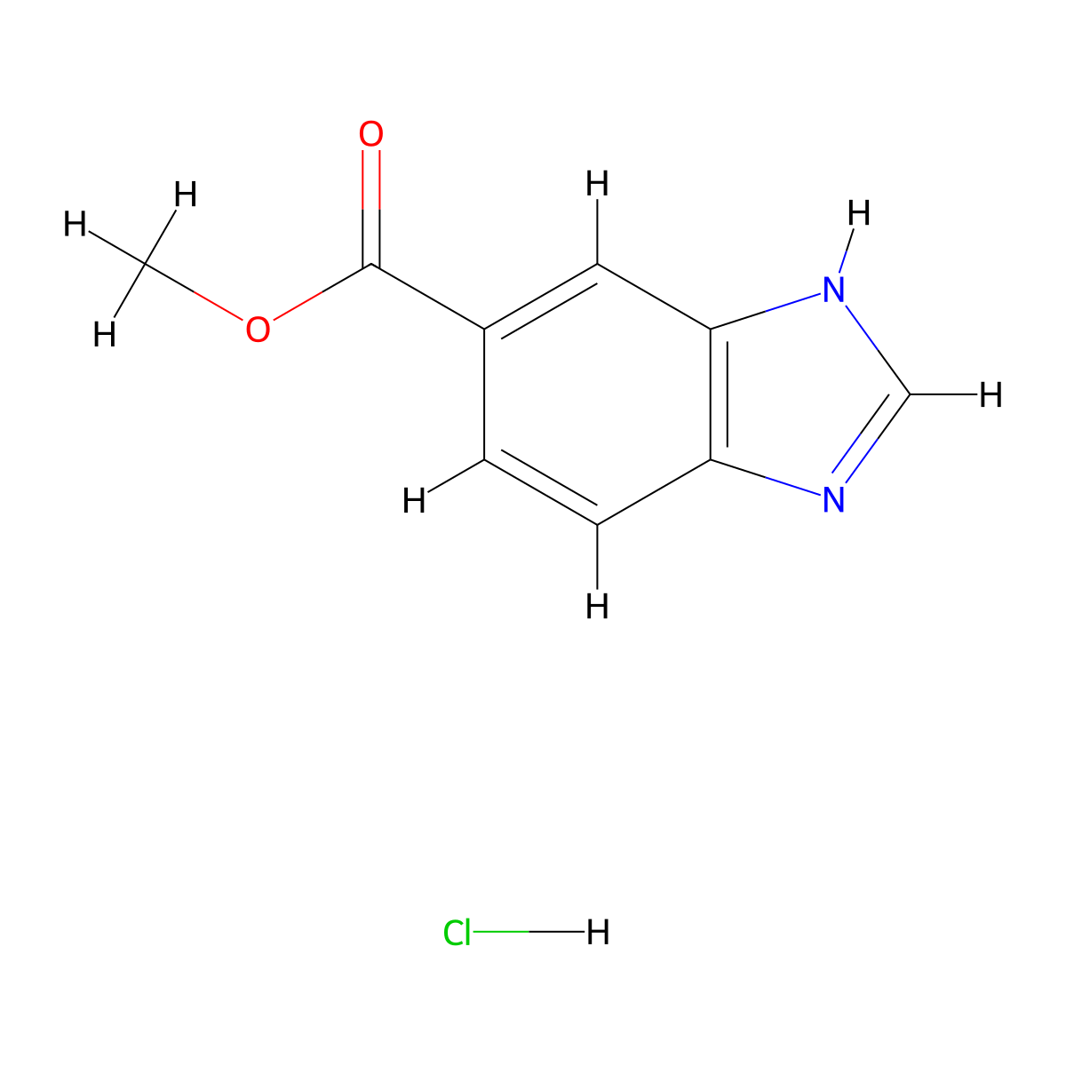 methyl 1H-benzimidazole-5-carboxylate hydrochloride molecular structure, CAS 222987-26-0