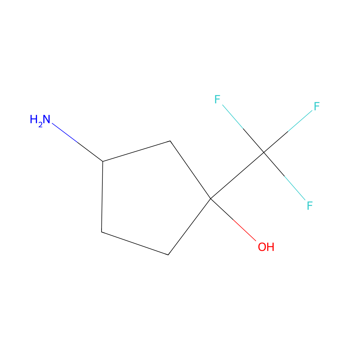 rac-(1R,3S)-3-amino-1-(trifluoromethyl)cyclopentan-1-ol molecular structure, CAS 2230013-04-2