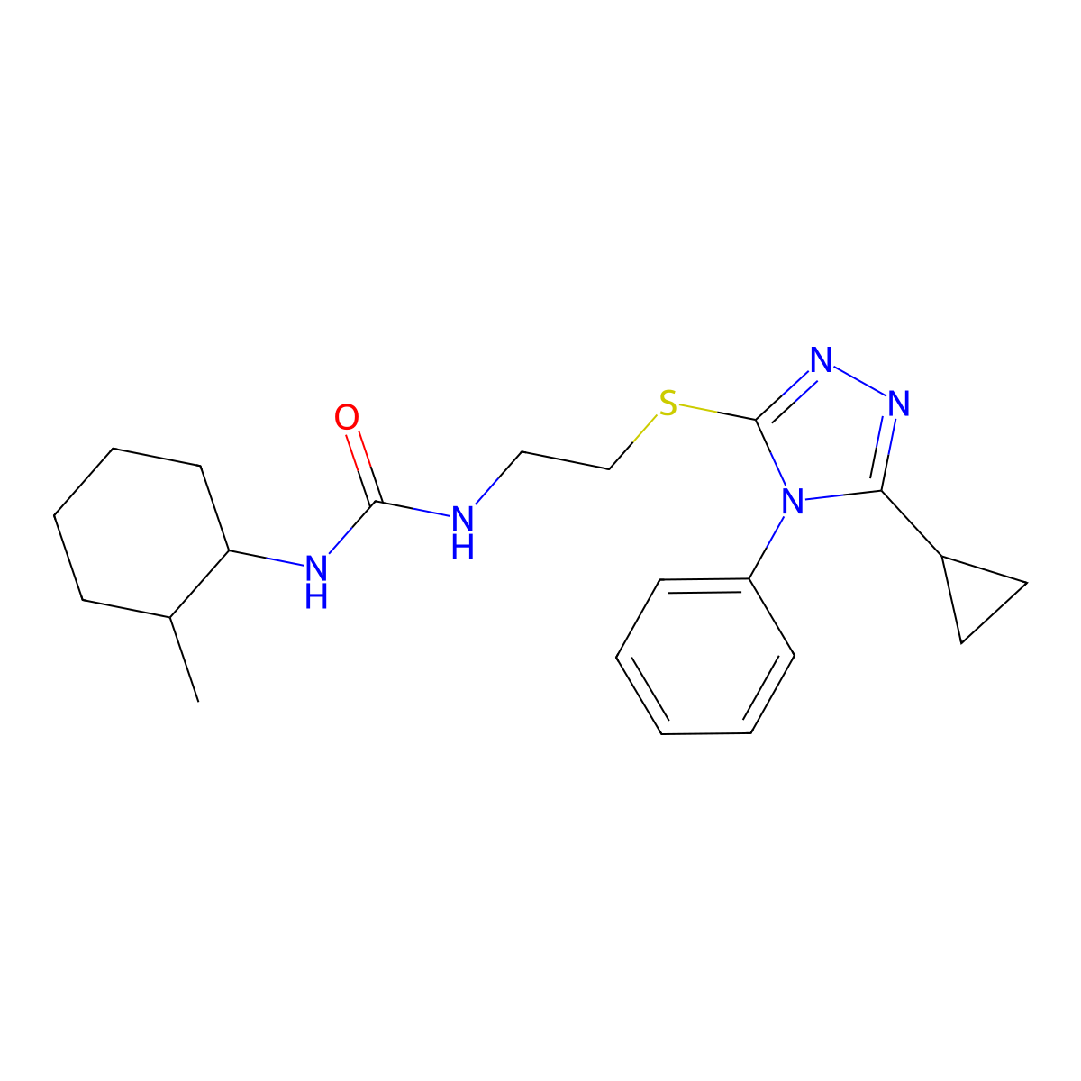 3-{2-[(5-cyclopropyl-4-phenyl-4H-1,2,4-triazol-3-yl)sulfanyl]ethyl}-1-(2-methylcyclohexyl)urea molecular structure, CAS 2230047-87-5